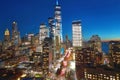 I love NYC. New York City famous top view. Night New York City from above. Night New York panorama, NYC skyline at Royalty Free Stock Photo