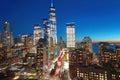 I love NYC. New York City famous top view. Night New York City from above. Night New York panorama, NYC skyline at Royalty Free Stock Photo