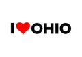 I Love Ohio typography with red heart. Love Ohio lettering