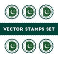 I Love Pakistan vector stamps set.