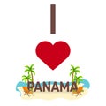 I love Panama. Travel. Palm, summer, lounge chair. Vector flat illustration.