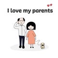 I love parents, mom and dad with a dog