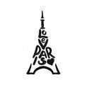 I Love Paris. Black and white decorative lettering. Hand drawn lettering. Quote. Vector hand-painted illustration. Decorative.