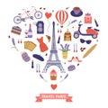 I love Paris Card with French Travel Icons