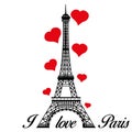 I love Paris. Eiffel tower. Emblem of Paris, capital city of France. Europe. Vector symbol. Royalty Free Stock Photo