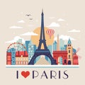 Love Paris Travel Postcard with Eiffel Tower