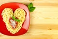 I love Pasta / Spaghetti on a plate Royalty Free Stock Photo