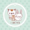 I love pets card with pets cartoon