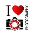 I love photography with camera and red heart