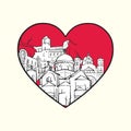 I love Podgorica. Red heart and famous buildings