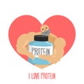 I love protein. Athlete and Sports Nutrition. Cute Bodybuilder.