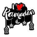 I Love Ramadan greeting card. Hand lettering.