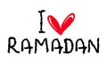 I love Ramadan text with red heart shape symbol