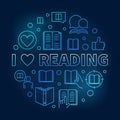 I love reading concept blue circular outline vector illustration Royalty Free Stock Photo