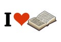 I love reading. Heart and book. Emblem for lovers of erudition Royalty Free Stock Photo