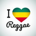 I love Reggae Heart illustration, Jamaican music Royalty Free Stock Photo