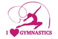 I love gymnastics. Gymnast silhouette with ribbon