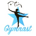 I love gymnastics. Gymnast silhouette with ribbon