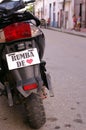 `I love Rumba` sign on a motorcycle license plates