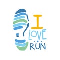 I love run logo symbol. Colorful hand drawn illustration Royalty Free Stock Photo