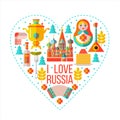 I love Russia. Flat illustration.