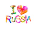 I love Russia. Inscription of triangular letters