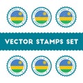 I Love Rwanda vector stamps set.