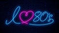 I love 80`s neon text. Vector signboard Royalty Free Stock Photo