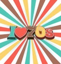 I love 70s Vintage Art Background Royalty Free Stock Photo