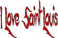 I Love Saint Louis illustrated in red graphics