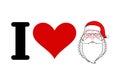 I love Santa Claus. Heart and face of Santa. I Like Christmas an