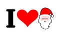 I love Santa. Heart and face of Claus. I Like Christmas and New
