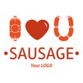 I love sausage vector stock illustration on white background isolated