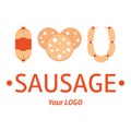 I love sausage vector stock illustration on white background isolated