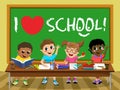 I love School blackboard Happy kids children classroom Royalty Free Stock Photo