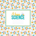 I love science, pattern with square frame, flask and tubes.