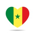 I love Senega, Senegal flag heart vector illustration isolated on white background