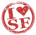 I Love SF San Francisco Round Red Stamp