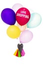 I love Shopping, colorful balloons with shopping bags