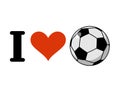 I love soccer. Heart and ball. Logo for sports fans of football Royalty Free Stock Photo