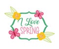 I love spring frame flower decoration butterfly