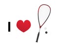 I love squash or racketball vector icon
