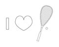 I love squash or racketball vector line icon