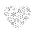 I Love STEAM heart shaped minimal thin line banner. Science concept illustration Royalty Free Stock Photo