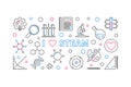 I Love STEAM vector outline horizontal banner or illustration Royalty Free Stock Photo