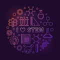 I Love STEM vector colored circular outline illustration