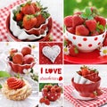 I love strawberries collage with collection of pictures with fresh fruits