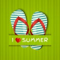 I love summer. Card with flip-flops.