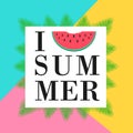 I love summer concept. Summer background design. Vector illustration. Royalty Free Stock Photo