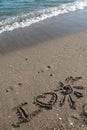 I love sun written in the sand Royalty Free Stock Photo
